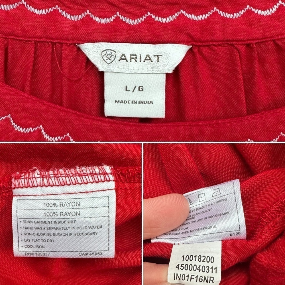 Ariat Ali Red Embroidered Peasant Blouse | Size Large - Picture 11 of 11